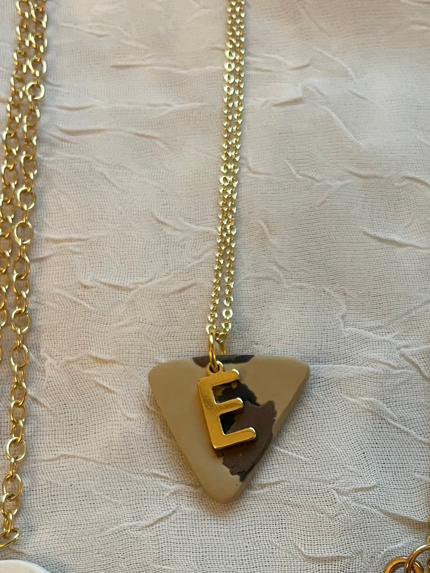 White Speckled Charms Initial Necklace - 16 inch - 3 Options