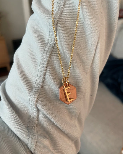 Rose Gold Charm Initial Necklace - 16 inch - 2 Options