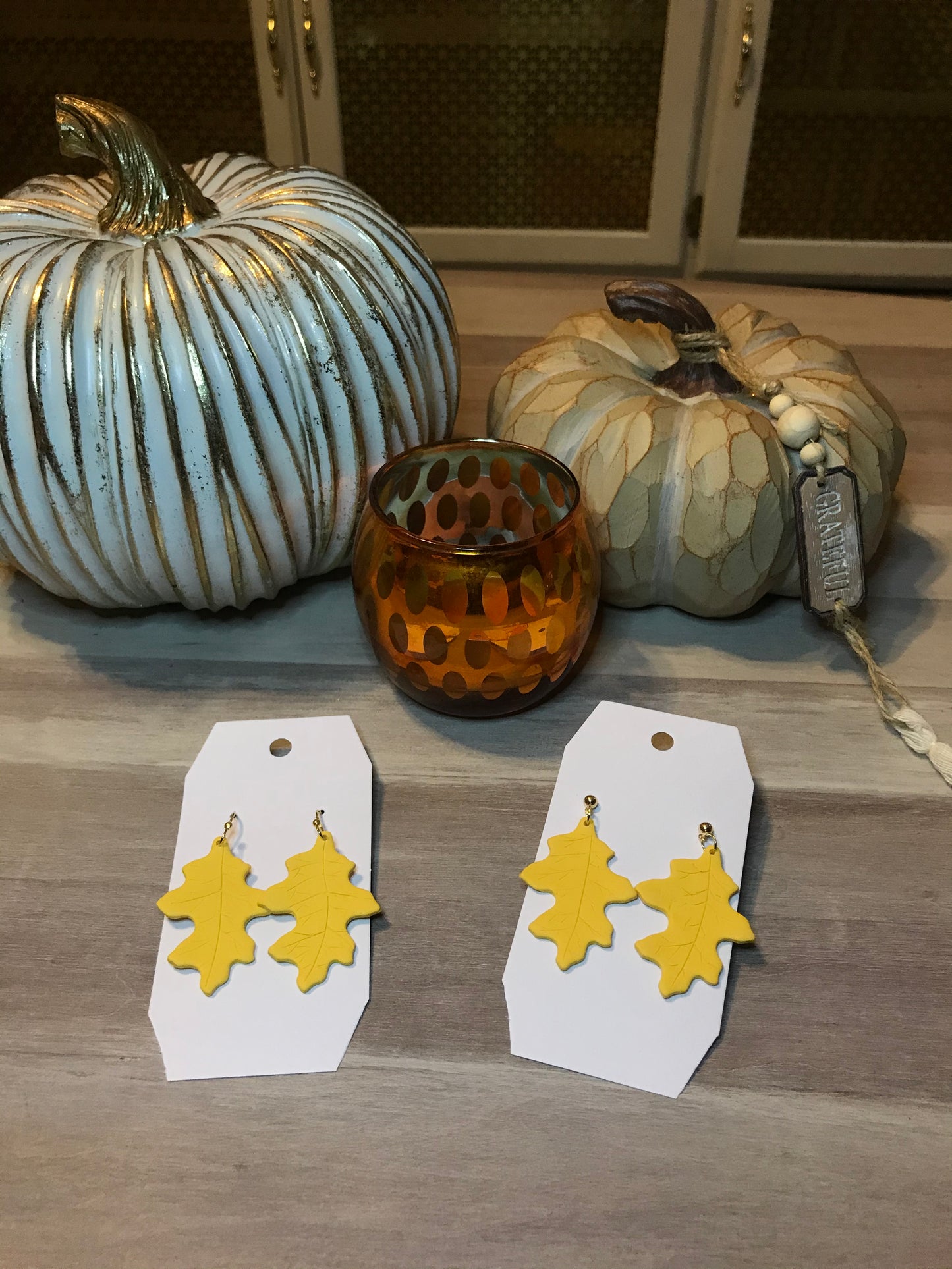 Oak Leafs - ButterScotch (french hooks)