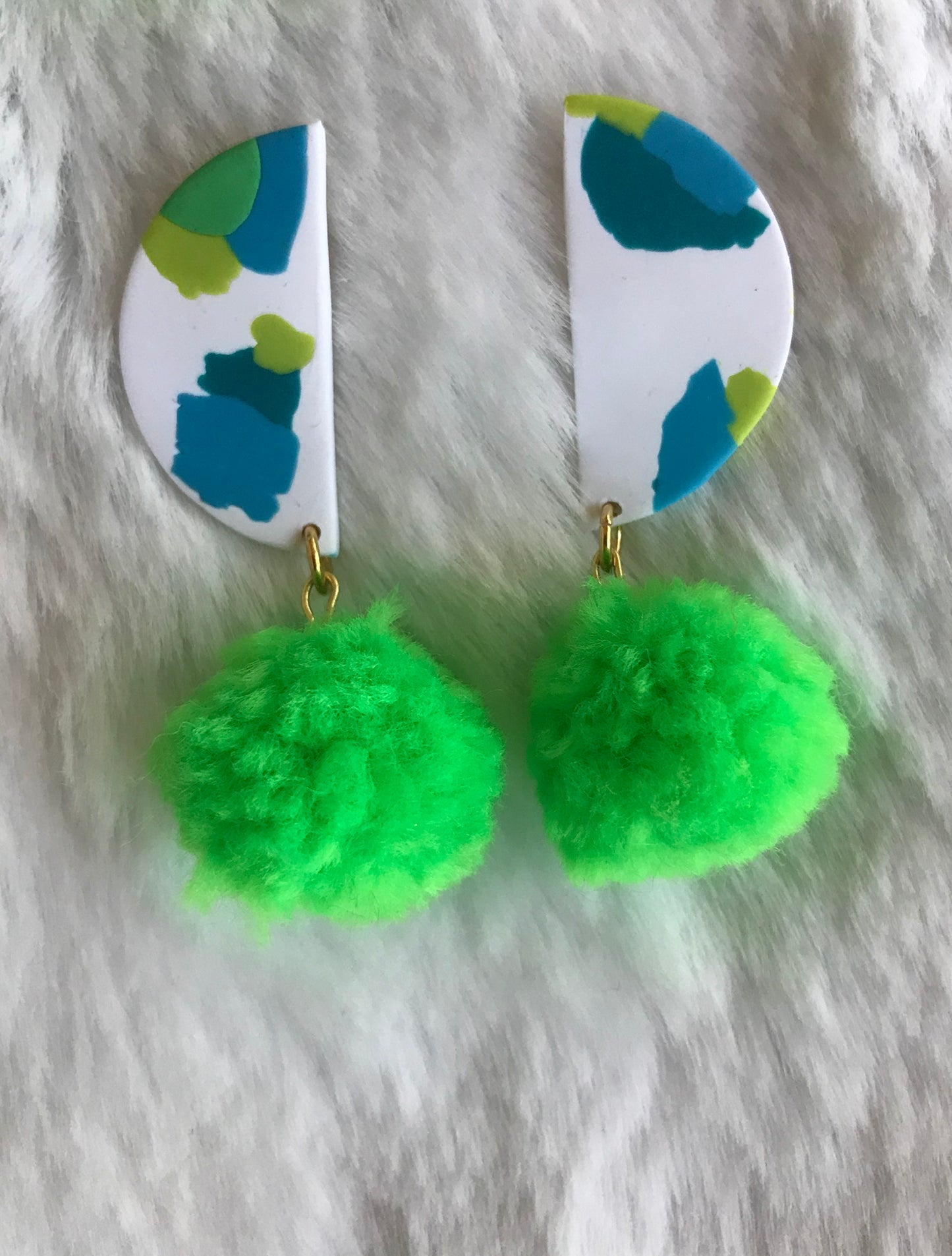 Green Half Moon Poms