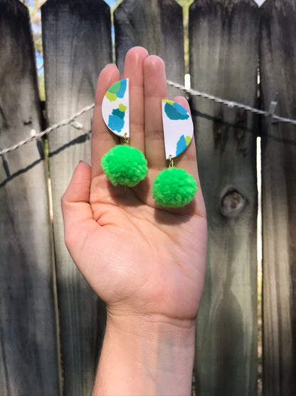 Green Half Moon Poms