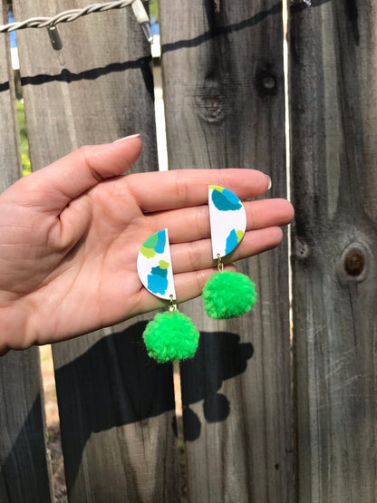 Green Half Moon Poms